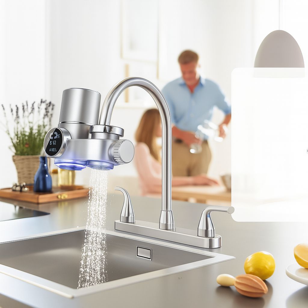 Eau filtrée coulant du robinet équipé du filtre Piplox