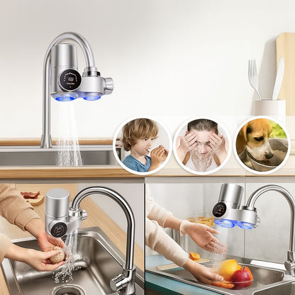 Filtre d’eau de robinet Piplox installé sur un robinet de cuisine